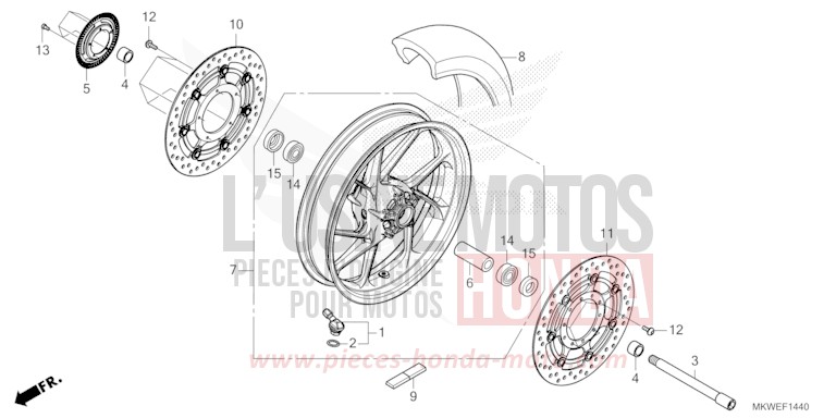 ROUE AVANT de NC750X "Méca" MAT PEARL GLARE WHITE (NHB54) 2025